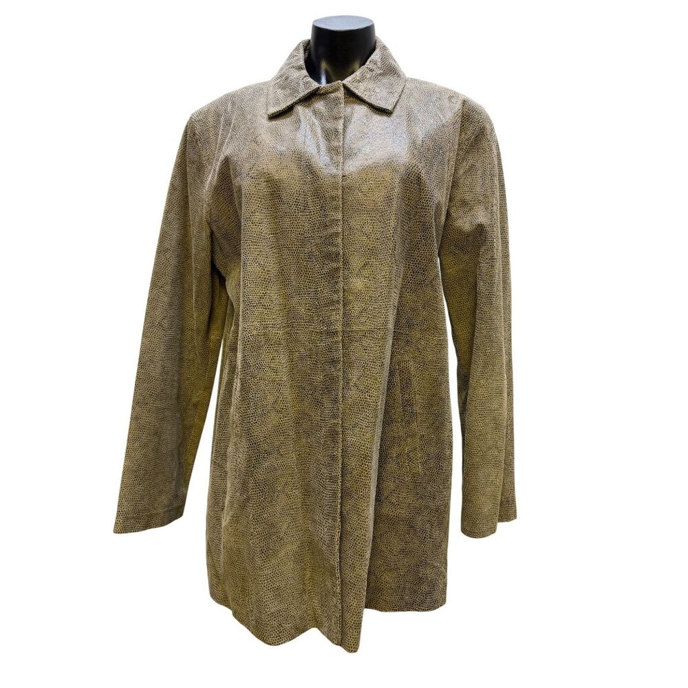 Brandon Thomas Tan & Black Faux Snakeskin Leather Button-Up Jacket